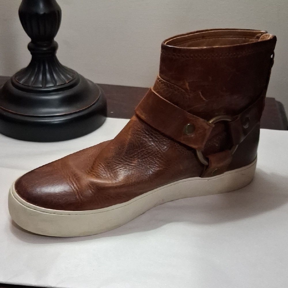 Frye Lena Harness Sneaker Brown Leather Booties